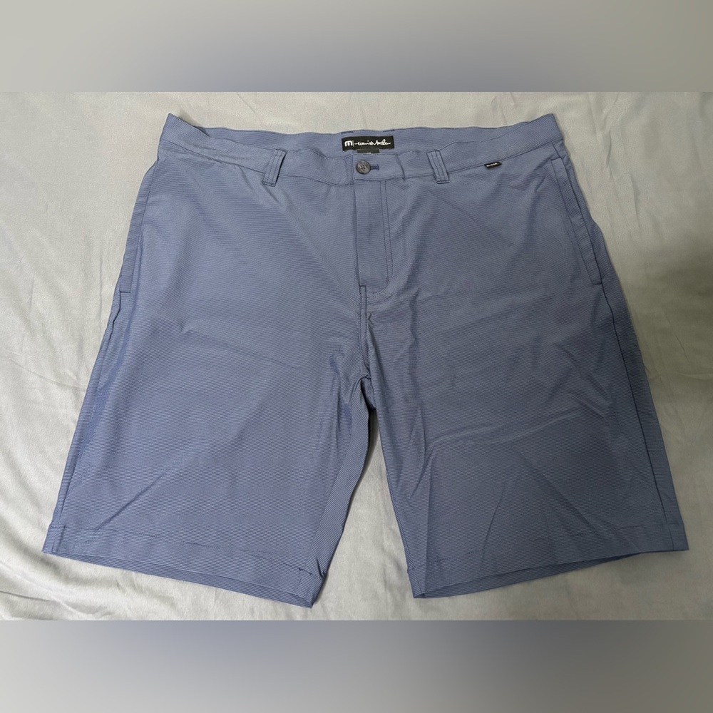 Men’s Travis Mathew Performance Golf Shorts Blue Micro Stripe Stretch Chino 40